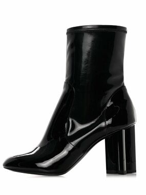 Louis Vuitton Silhouette Black Patent Ankle Flower Monogram Heel Boots  39